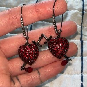 Betsey Johnson Heart and Dagger Earrings